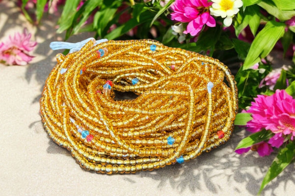 Waist Beads / Afrikaanse Heupketting - Binbo -  Goud (Traditioneel niet-elastisch koord)