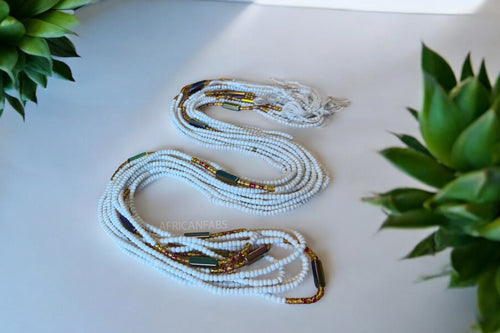 Waist Beads / Afrikaanse Heupketting - Ayo - Wit (Traditioneel niet-elastisch koord)