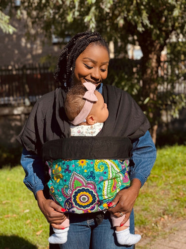 Afrikaanse Print Draagdoek / Draagzak / baby wrap / baby sling - Turquoise Paars Paisley