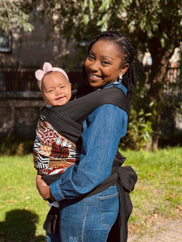 Afrikaanse Print Draagdoek / Draagzak / baby wrap / baby sling - Bruin Bogolan Mozaïek