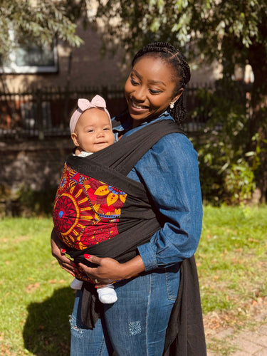 Afrikaanse Print Draagdoek / Draagzak / baby wrap / baby sling - Rood & Geel Mandala Patchwork