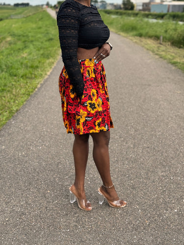 Afrikaanse print mini rok - Rode Flowers