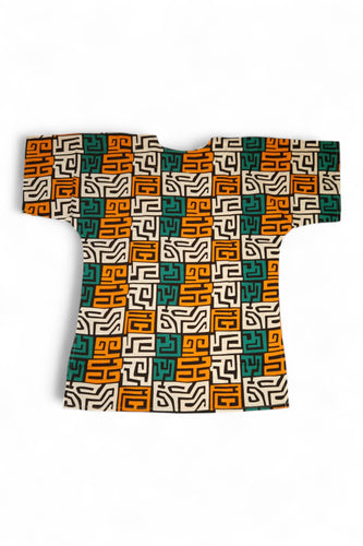 Zeegroen & Geel-oranje Kuba Blocks Dashiki Shirt / Dashiki Jurk - Afrikaans shirt - Unisex