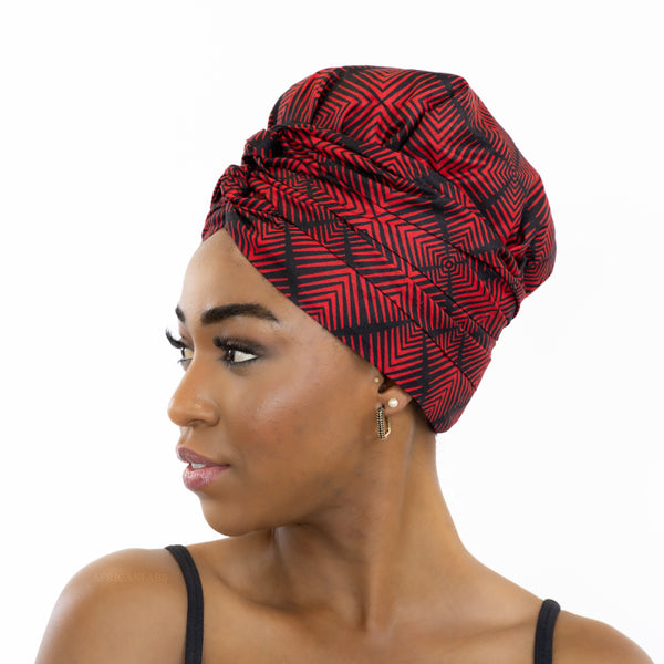 Easy headwrap / hoofddoek - Satijnen binnenkant - Rode Effecten