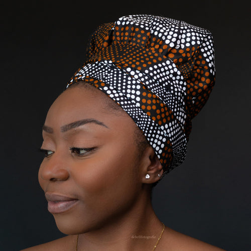 Easy headwrap / hoofddoek - Satijnen binnenkant - Diamond bruin