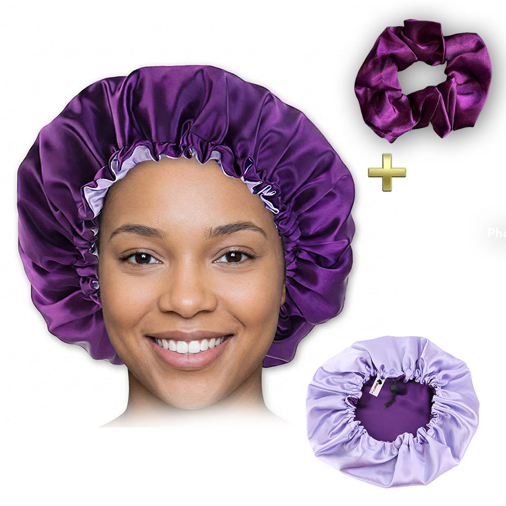 Rode Satijnen Slaapmuts met randje / Reversible Satin Hair Bonnet / Ha