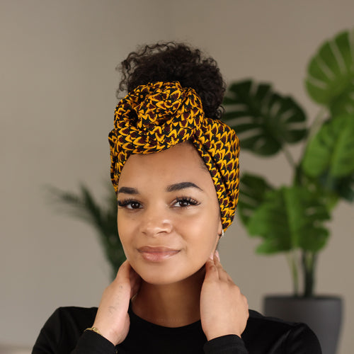 Afrikaanse hoofddoek / Vlisco headwrap - Bronze banga nut