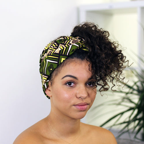 Afrikaanse hoofddoek / headwrap - Groen / geel