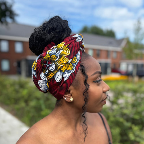 Afrikaanse Rood Fleur hoofddoek - headwrap