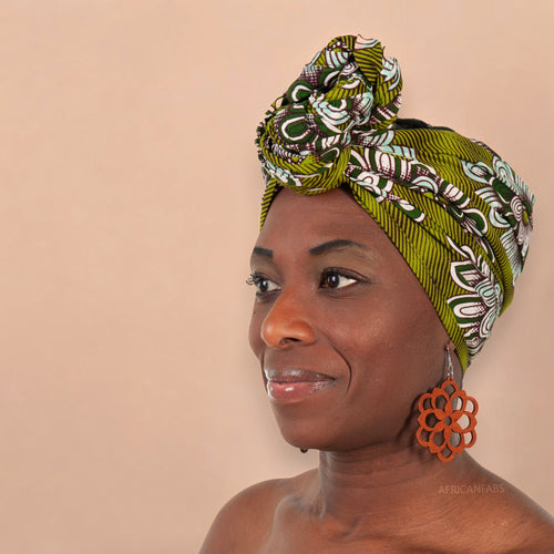 Afrikaanse Groene flower hoofddoek - headwrap