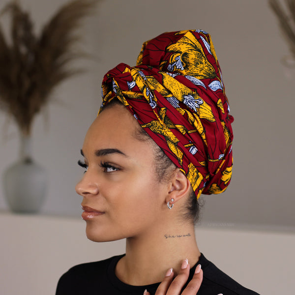 Afrikaanse Rode Flowers / hoofddoek - headwrap