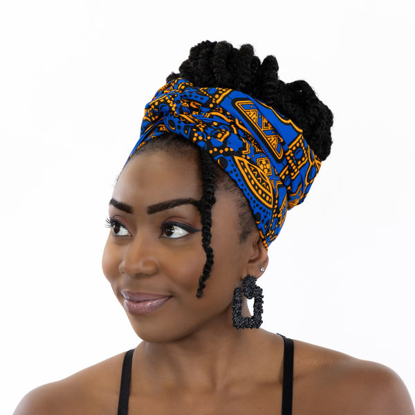 Afrikaanse hoofddoek / headwrap - Ancient blauw