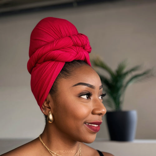 Donkerrood hoofddoek - Headwrap van stretchy Jersey stof