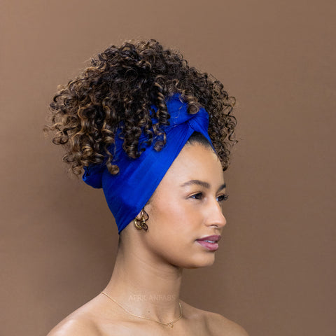 Blauwe hoofddoek - Headwrap van stretchy Jersey stof