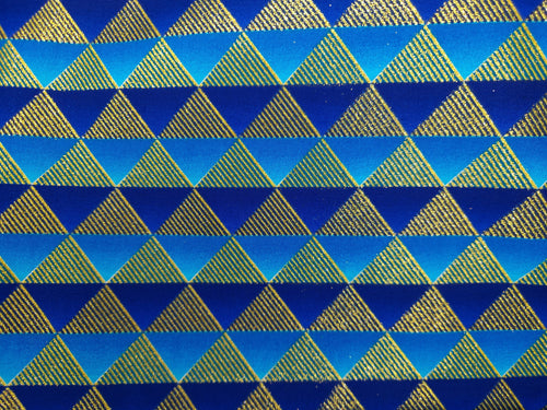 Afrikaanse stof - Exclusief versierd met glittereffecten 100% katoen - KT-3073 Goud Blauw