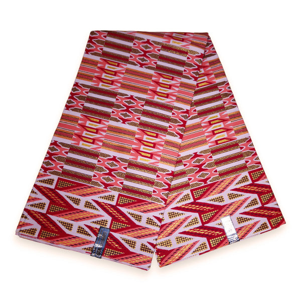 Afrikaanse stof - Exclusief versierd met glittereffecten 100% katoen - GL-4043 Kente Roze Goud