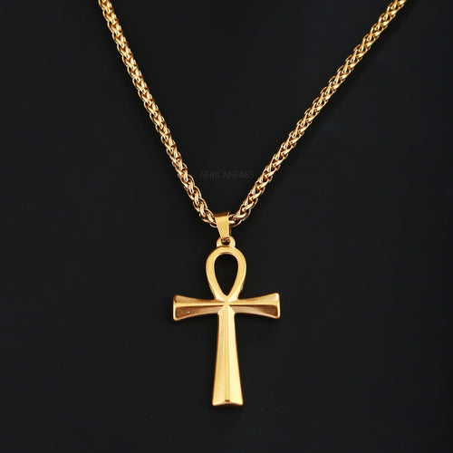 18k Gold plated vergulde Kruis ketting / hanger - Kruis halsketting Goudkleurig