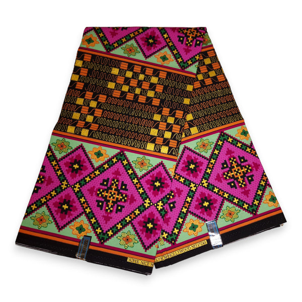 Afrikaanse stof - Exclusief versierd met glittereffecten 100% katoen -GL-4039 Goud Groen