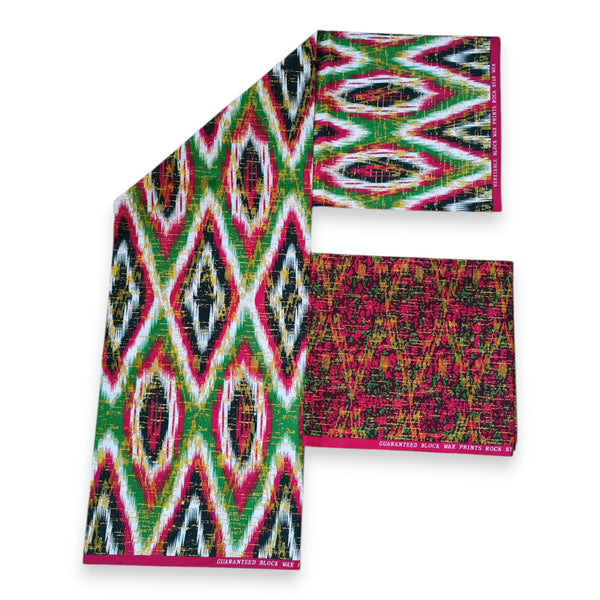 Afrikaanse stof - Two-Tone print Polycotton - 6 yard Combinatie (4+2 yard) PO-5029