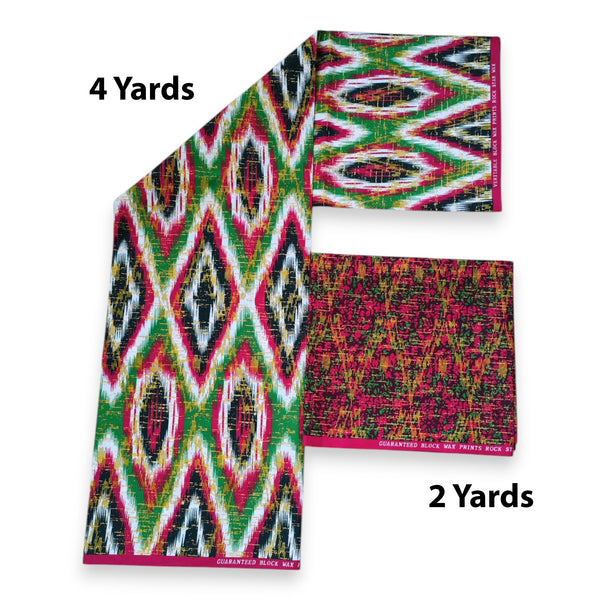Afrikaanse stof - Two-Tone print Polycotton - 6 yard Combinatie (4+2 yard) PO-5029