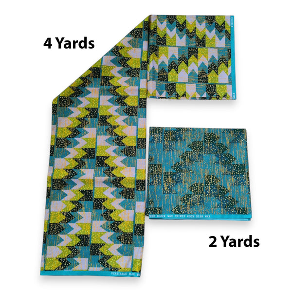 Afrikaanse stof - Two-Tone print Polycotton - 6 yard Combinatie (4+2 yard) PO-5031