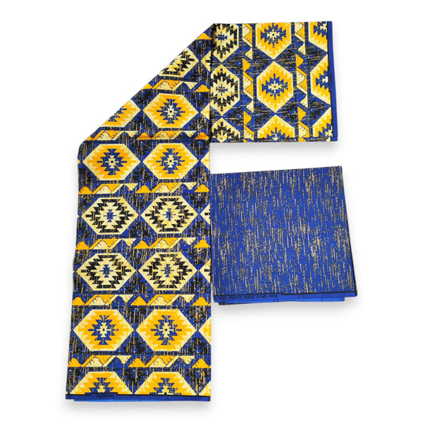 Afrikaanse stof - Two-Tone print Polycotton - 6 yard Combinatie (4+2 yard) PO-5032