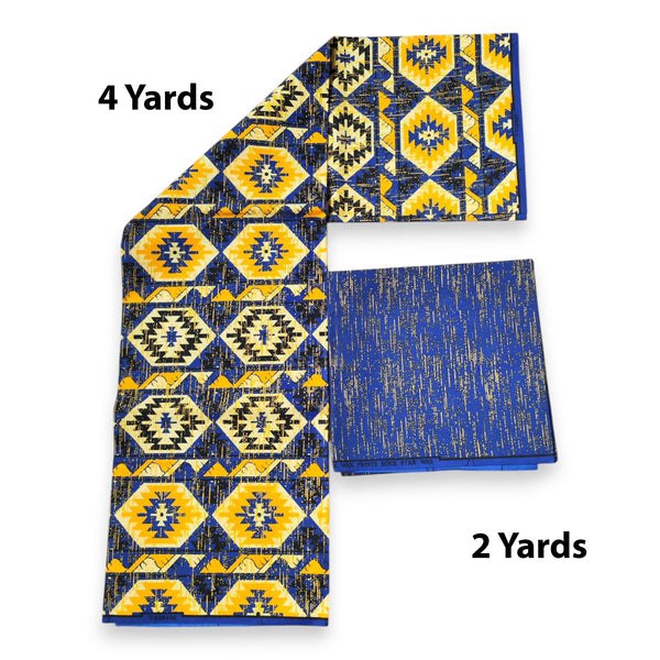 Afrikaanse stof - Two-Tone print Polycotton - 6 yard Combinatie (4+2 yard) PO-5032