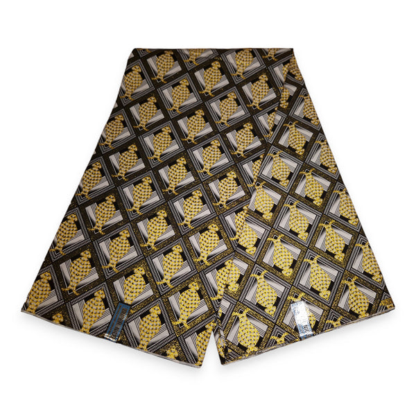 Afrikaanse stof - Exclusief versierd met glittereffecten 100% katoen - GL-4035 Goud Wit