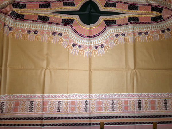 VLISCO Kaki / Crème Dashiki / Angelina Java Wax Afrikaanse print stof