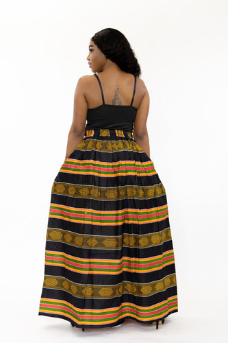 Afrikaanse print maxi rok - Zwart Pan Africa