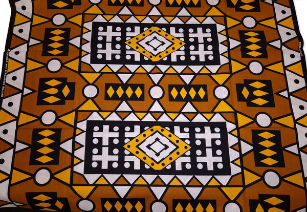 Afrikaanse print stof - Mosterd Gele Samakaka / Samacaca (Angola) - 100% katoen