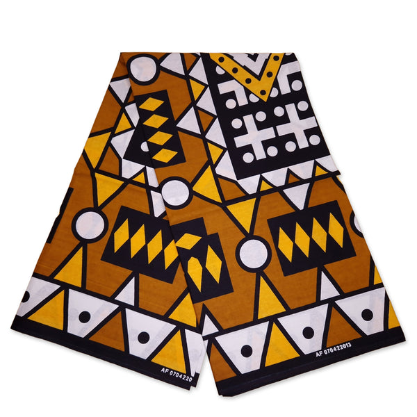 Afrikaanse print stof - Mosterd Gele Samakaka / Samacaca (Angola) - 100% katoen