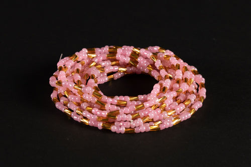 Waist Beads / Afrikaanse Heupketting - NKEM - Roze / goud (elastisch)