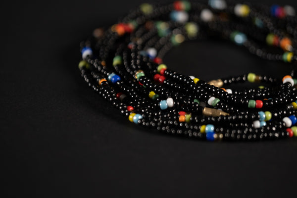 Waist Beads / Afrikaanse Heupketting - IDEN - Zwart (elastisch)