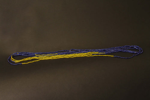 Waist Beads / Afrikaanse Heupketting - ABEHE - Blauw / geel-groen (elastisch)