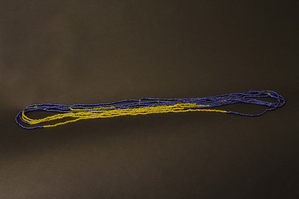 Waist Beads / Afrikaanse Heupketting - ABEHE - Blauw / geel-groen (elastisch)