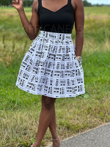 Afrikaanse print mini rok - Witte mud