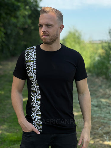 T-shirt met Afrikaanse print details - wit / groene bogolan band