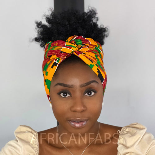 Afrikaanse hoofddoek / Kente headwrap - Groen / Geel