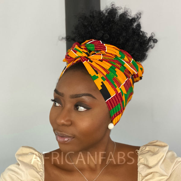 Afrikaanse hoofddoek / Kente headwrap - Groen / Geel