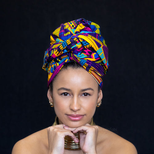 Afrikaanse Multicolor kente print hoofddoek - headwrap