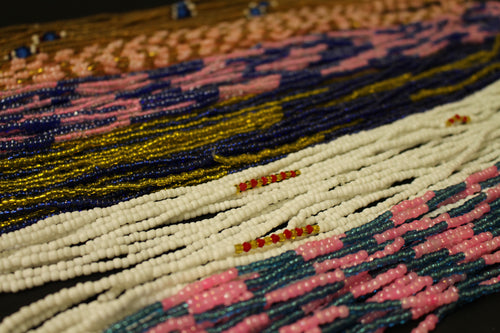 Waist Beads / Afrikaanse Heupketting - AGBUZA - Roze / goud (elastisch)