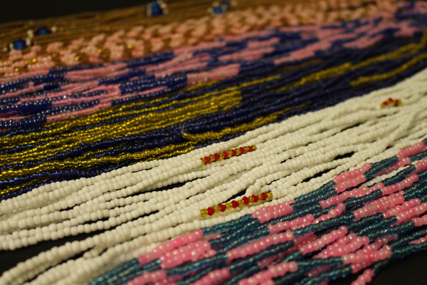 Waist Beads / Afrikaanse Heupketting - AGBUZA - Roze / goud (elastisch)