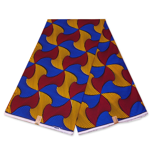 Afrikaanse hoofddoek / Vlisco headwrap - Rood / Blauw / Gele Santana