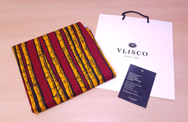 VLISCO stof Hollandais Afrikaanse Wax print - Rood / Gele Sugar Cane plant
