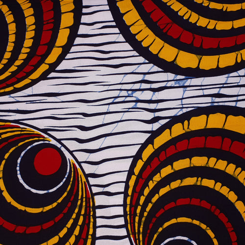 VLISCO stof Hollandais Afrikaanse Wax print - Wit Rode Shells