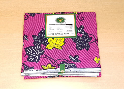 VLISCO stof Hollandais Afrikaanse Wax print - Roze gele flowertrail