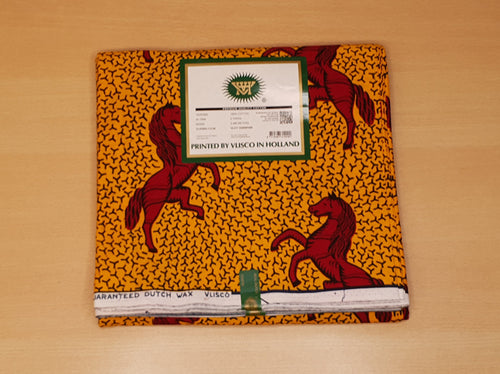 VLISCO stof Hollandais Afrikaanse Wax print - Geel / Rode Jumping Horse
