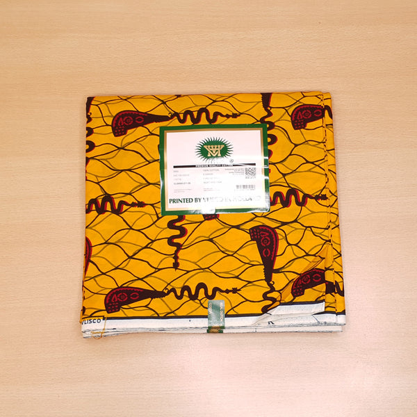 VLISCO stof Hollandais Afrikaanse Wax print - Geel / Rode Bottle opener