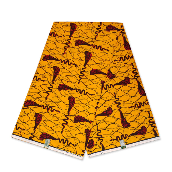 VLISCO stof Hollandais Afrikaanse Wax print - Geel / Rode Bottle opener